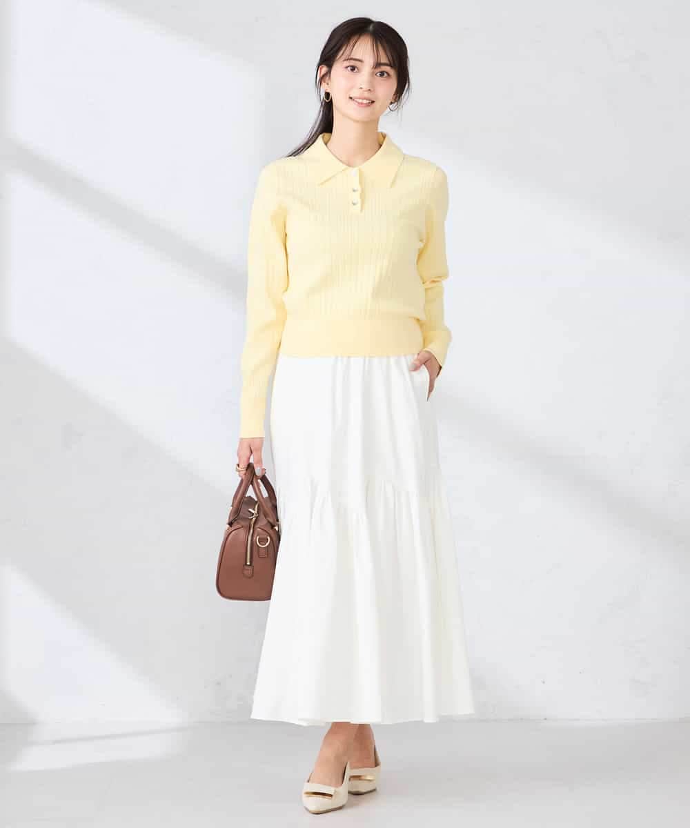 K2FDD08044 a.v.v(アー・ヴェ・ヴェ) ワイドリブポロニット ライトイエロー