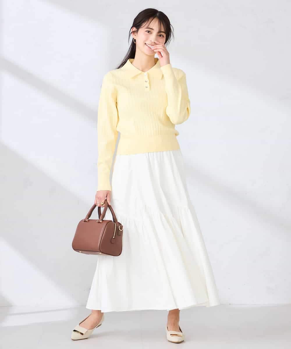 K2FDD08044 a.v.v(アー・ヴェ・ヴェ) ワイドリブポロニット ライトイエロー