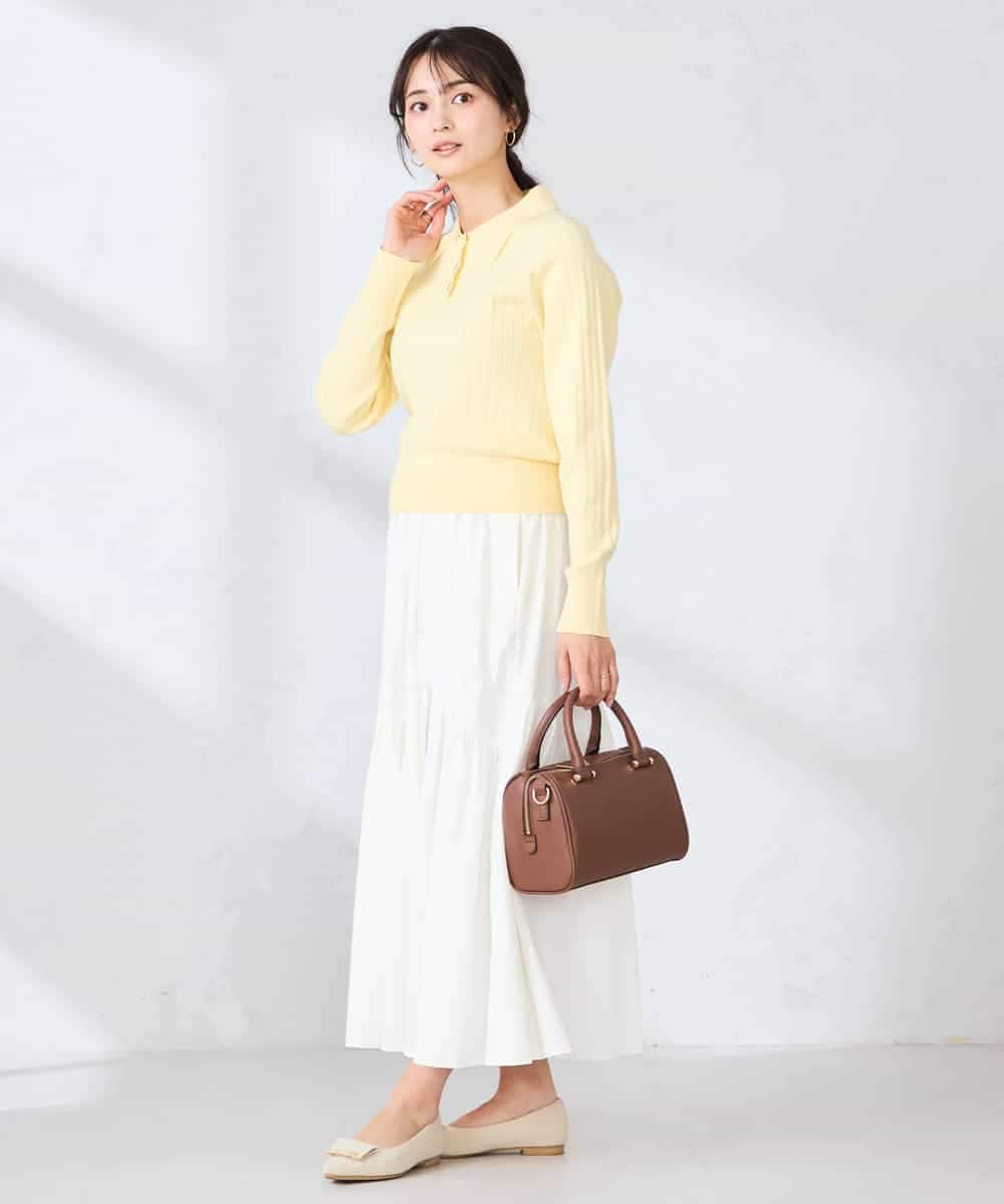 K2FDD08044 a.v.v(アー・ヴェ・ヴェ) ワイドリブポロニット ライトイエロー