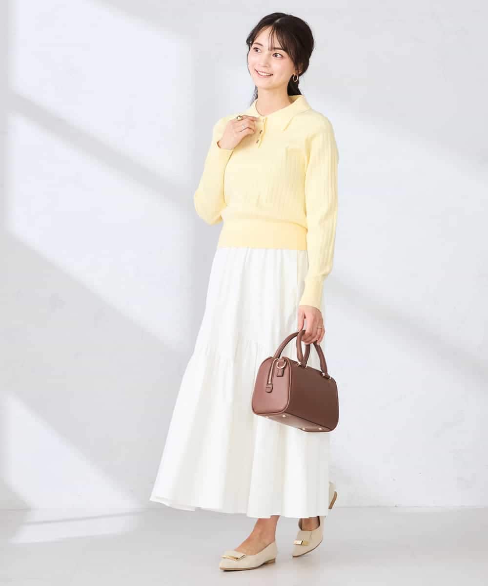 K2FDD08044 a.v.v(アー・ヴェ・ヴェ) ワイドリブポロニット ライトイエロー