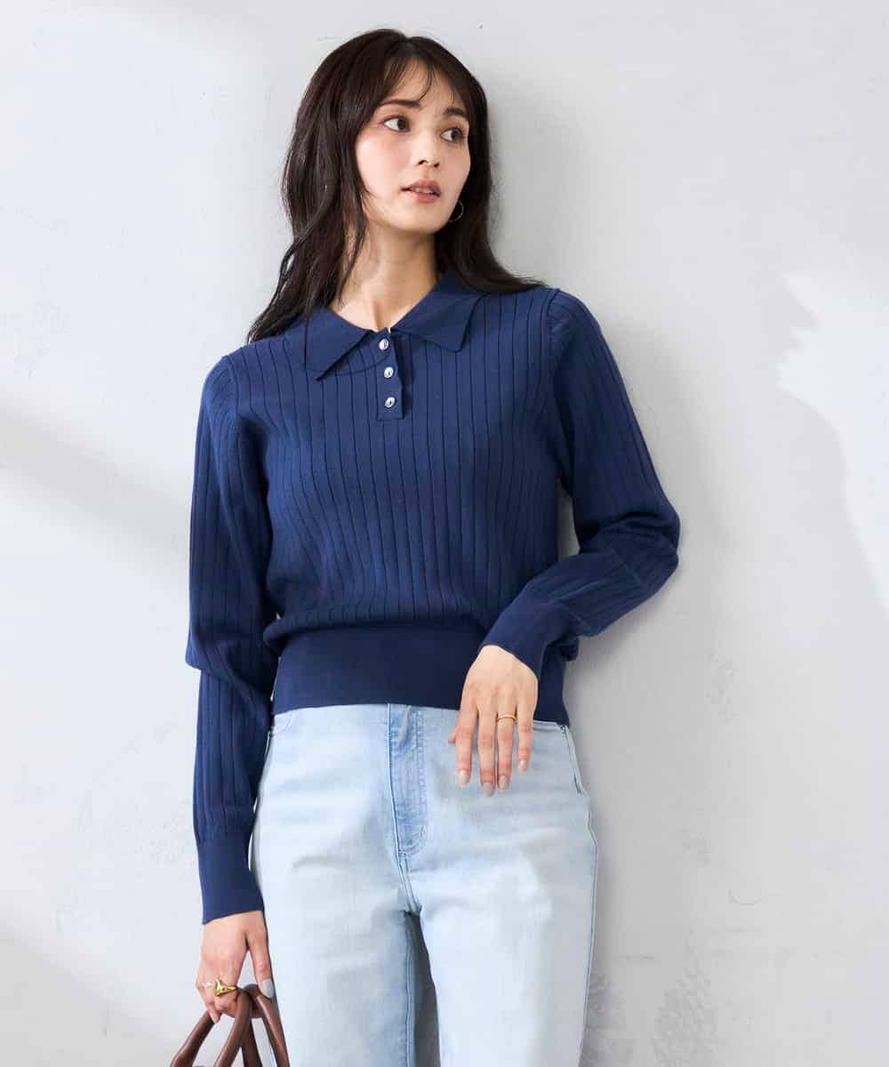 K2FDD08044 a.v.v(アー・ヴェ・ヴェ) ワイドリブポロニット ライトイエロー