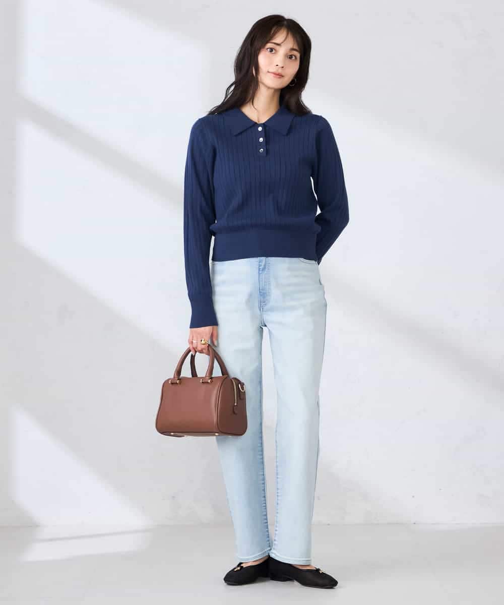 K2FDD08044 a.v.v(アー・ヴェ・ヴェ) ワイドリブポロニット ライトイエロー