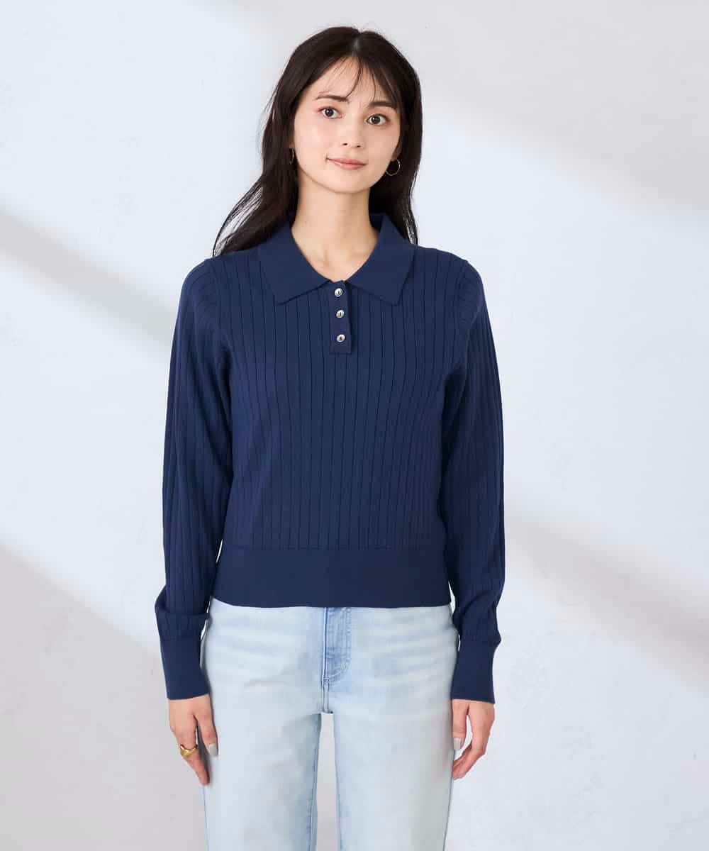 K2FDD08044 a.v.v(アー・ヴェ・ヴェ) ワイドリブポロニット ライトイエロー