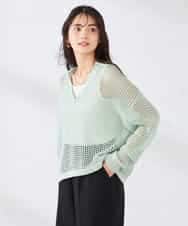 K2FDD21049 a.v.v(アー・ヴェ・ヴェ) 襟付きメッシュニット グリーン