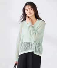 K2FDD21049 a.v.v(アー・ヴェ・ヴェ) 襟付きメッシュニット グリーン