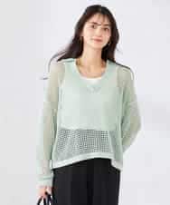 K2FDD21049 a.v.v(アー・ヴェ・ヴェ) 襟付きメッシュニット グリーン