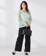 K2FDD21049 a.v.v(アー・ヴェ・ヴェ) 襟付きメッシュニット グリーン