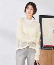 K2FDD21049 a.v.v(アー・ヴェ・ヴェ) 襟付きメッシュニット グリーン