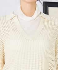 K2FDD21049 a.v.v(アー・ヴェ・ヴェ) 襟付きメッシュニット グリーン