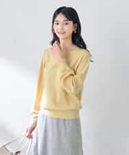K2FEA02039 a.v.v(アー・ヴェ・ヴェ) 【アンサンブル対応】ギャザーネック美ラクるラメニット ライトイエロー