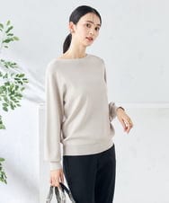 K2FEA69039 a.v.v(アー・ヴェ・ヴェ) 【洗える/UVカット】ボートネックパフスリーブ美ラクるニット コーラルピンク