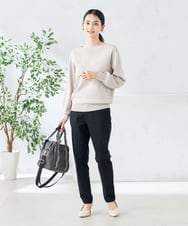 K2FEA69039 a.v.v(アー・ヴェ・ヴェ) 【洗える/UVカット】ボートネックパフスリーブ美ラクるニット コーラルピンク