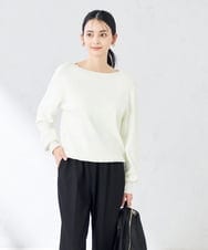 K2FEA69039 a.v.v(アー・ヴェ・ヴェ) 【洗える/UVカット】ボートネックパフスリーブ美ラクるニット コーラルピンク