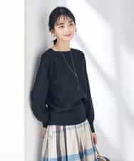 K2FEA69039 a.v.v(アー・ヴェ・ヴェ) 【洗える/UVカット】ボートネックパフスリーブ美ラクるニット コーラルピンク