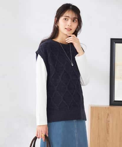 K2FED03044 a.v.v アラン柄ハイネックベスト