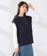 K2FED03044 a.v.v(アー・ヴェ・ヴェ) アラン柄ハイネックベスト ネイビー