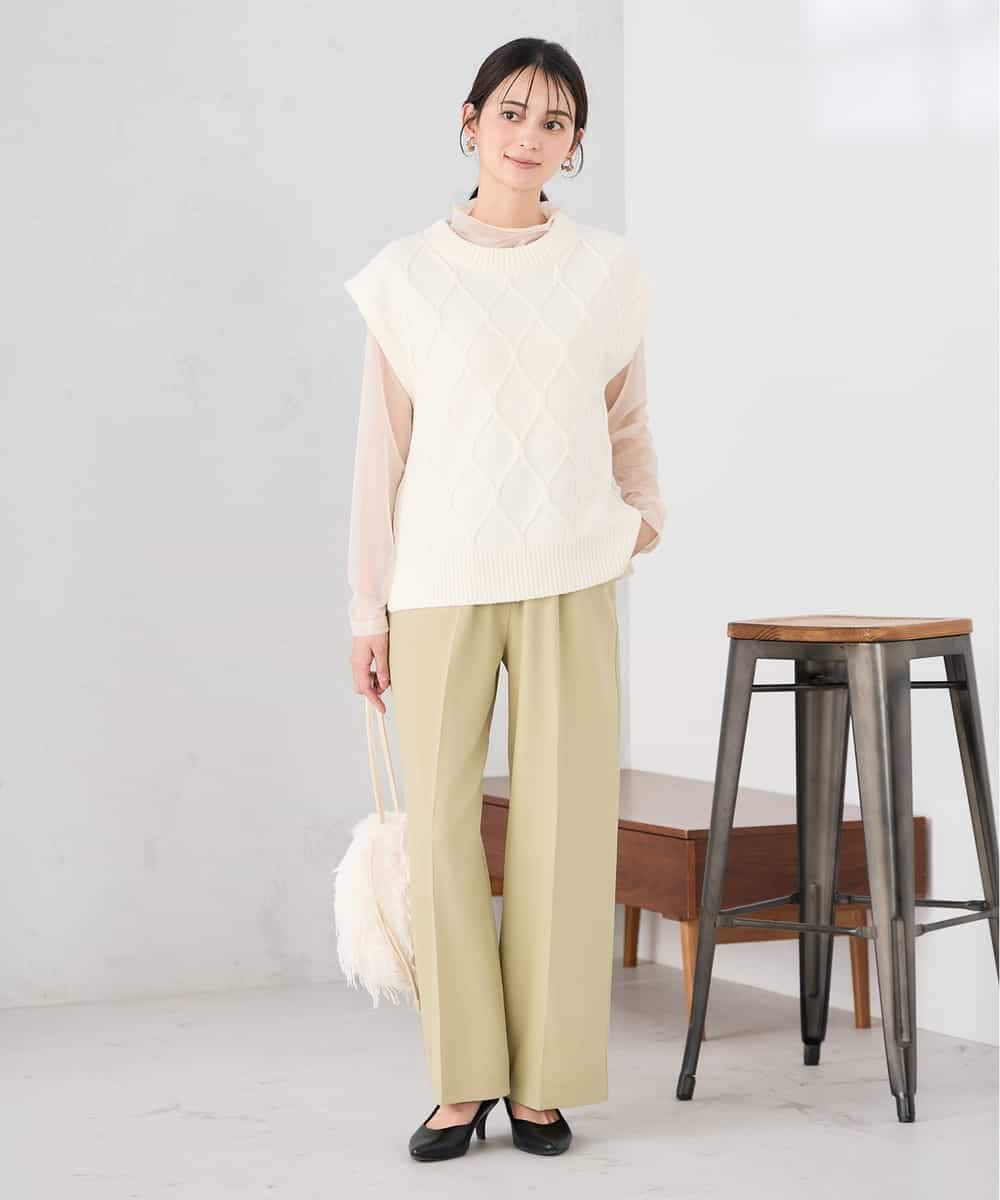 K2FED03044 a.v.v(アー・ヴェ・ヴェ) アラン柄ハイネックベスト ネイビー