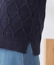 K2FED03044 a.v.v(アー・ヴェ・ヴェ) アラン柄ハイネックベスト ネイビー