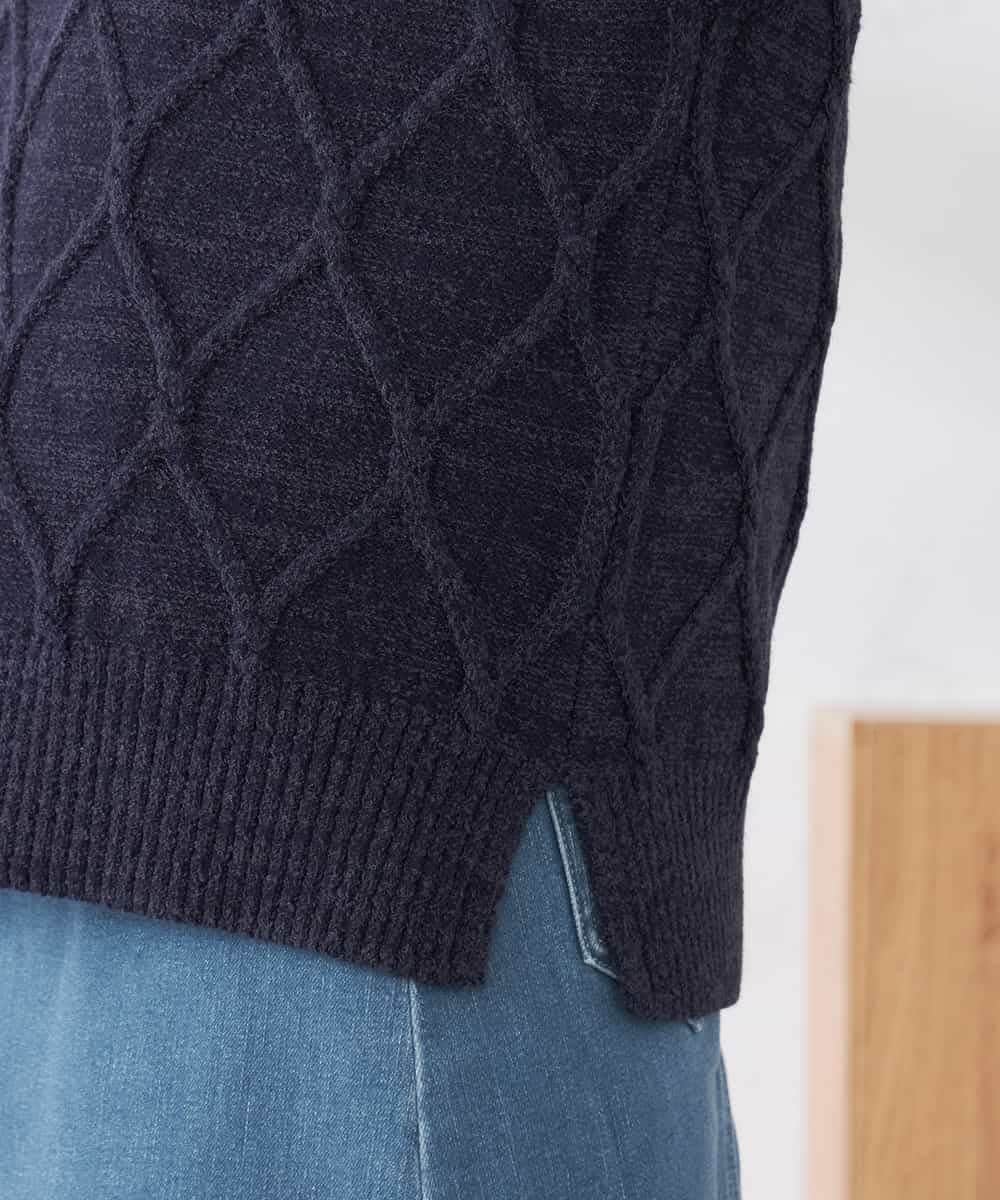 K2FED03044 a.v.v(アー・ヴェ・ヴェ) アラン柄ハイネックベスト ネイビー