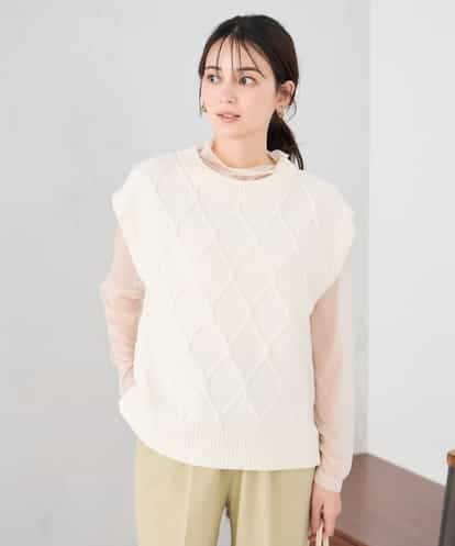 K2FED03044 a.v.v アラン柄ハイネックベスト