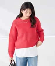 K2FED05049 a.v.v(アー・ヴェ・ヴェ) メッシュボーダーニット レッド