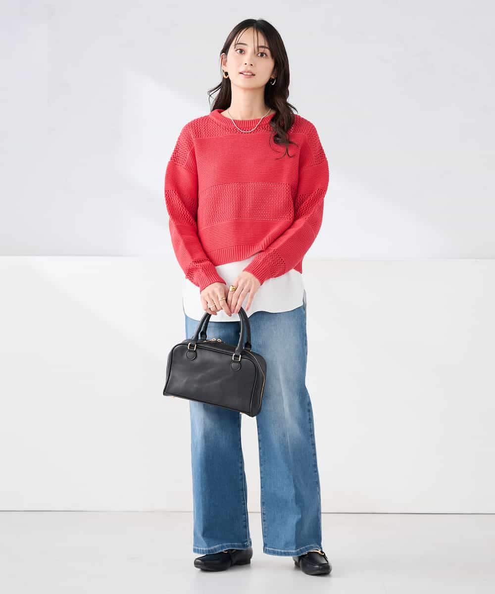 K2FED05049 a.v.v(アー・ヴェ・ヴェ) メッシュボーダーニット レッド