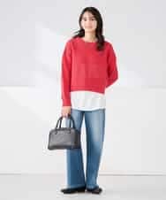 K2FED05049 a.v.v(アー・ヴェ・ヴェ) メッシュボーダーニット レッド