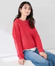 K2FED05049 a.v.v(アー・ヴェ・ヴェ) メッシュボーダーニット レッド