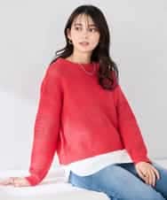 K2FED05049 a.v.v(アー・ヴェ・ヴェ) メッシュボーダーニット レッド