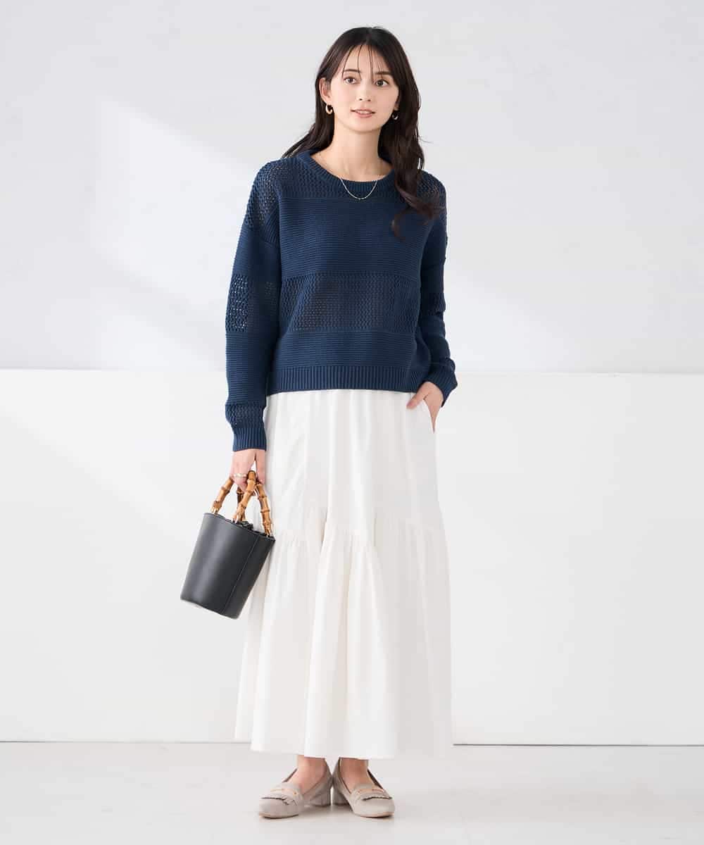 K2FED05049 a.v.v(アー・ヴェ・ヴェ) メッシュボーダーニット レッド