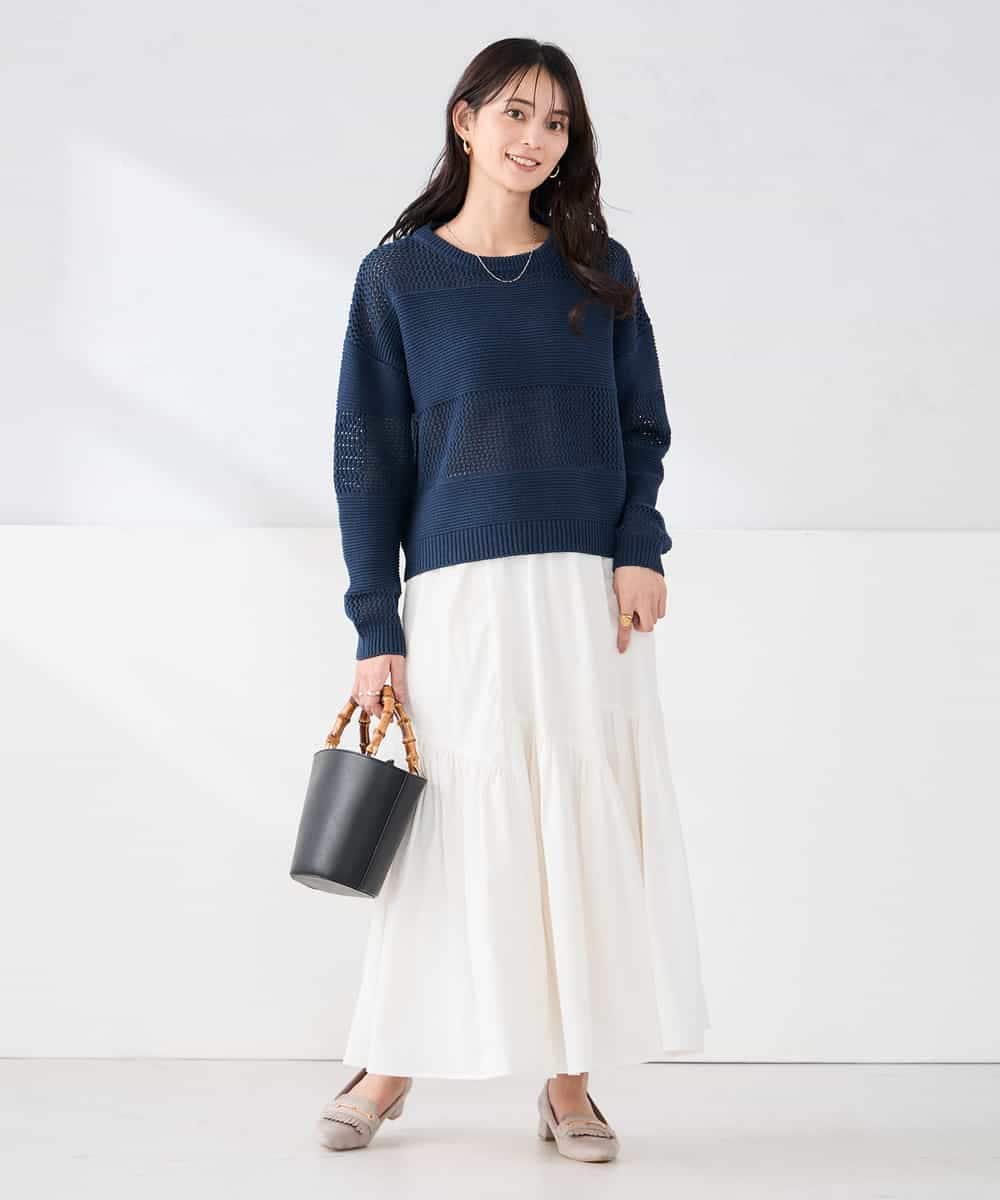 K2FED05049 a.v.v(アー・ヴェ・ヴェ) メッシュボーダーニット レッド