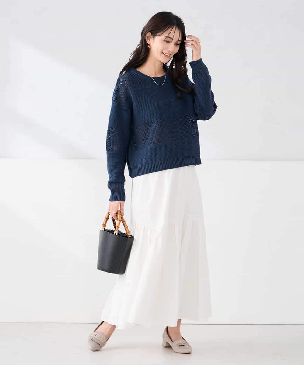 K2FED05049 a.v.v(アー・ヴェ・ヴェ) メッシュボーダーニット レッド