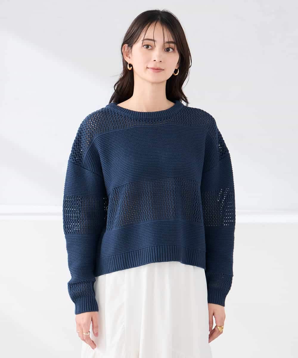 K2FED05049 a.v.v(アー・ヴェ・ヴェ) メッシュボーダーニット レッド