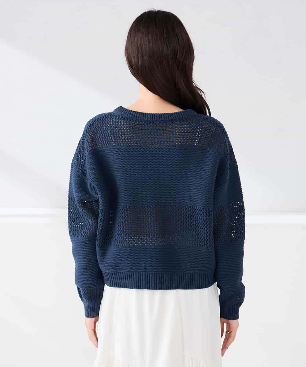 K2FED05049 a.v.v(アー・ヴェ・ヴェ) メッシュボーダーニット レッド