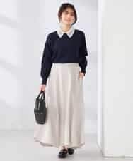 K2FED10049 a.v.v(アー・ヴェ・ヴェ) 【2WAY】レース衿付ニットプルオーバー ネイビー