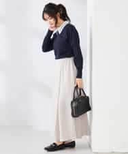 K2FED10049 a.v.v(アー・ヴェ・ヴェ) 【2WAY】レース衿付ニットプルオーバー ネイビー