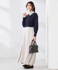 K2FED10049 a.v.v(アー・ヴェ・ヴェ) 【2WAY】レース衿付ニットプルオーバー ネイビー