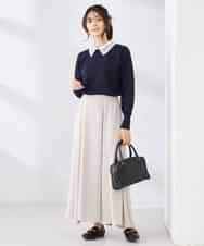 K2FED10049 a.v.v(アー・ヴェ・ヴェ) 【2WAY】レース衿付ニットプルオーバー ネイビー