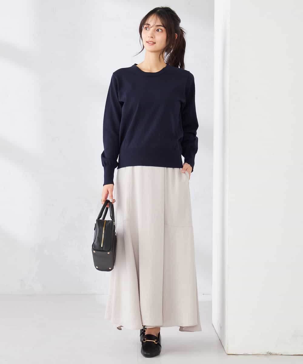 K2FED10049 a.v.v(アー・ヴェ・ヴェ) 【2WAY】レース衿付ニットプルオーバー ネイビー