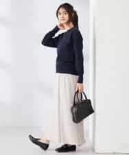 K2FED10049 a.v.v(アー・ヴェ・ヴェ) 【2WAY】レース衿付ニットプルオーバー ネイビー