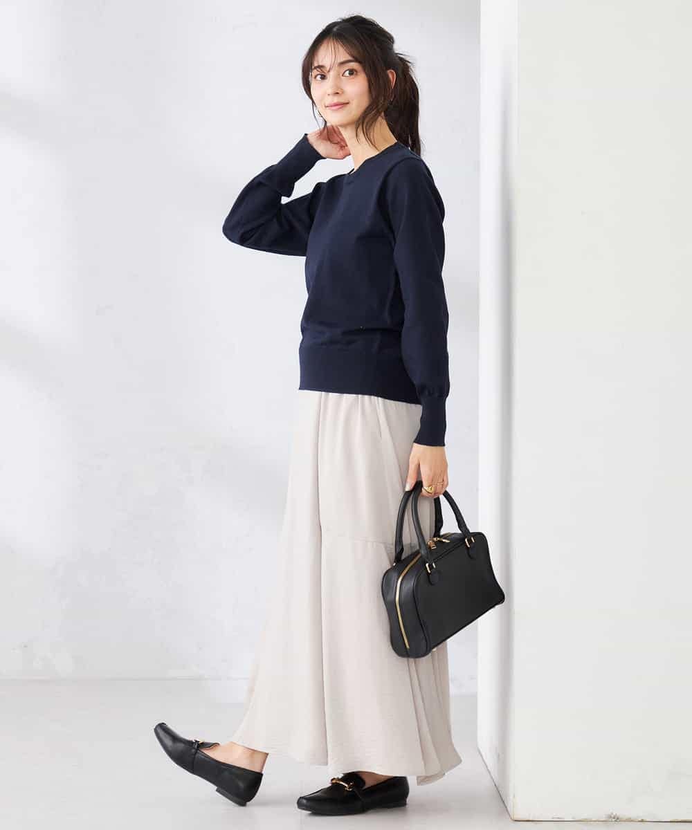 K2FED10049 a.v.v(アー・ヴェ・ヴェ) 【2WAY】レース衿付ニットプルオーバー ネイビー