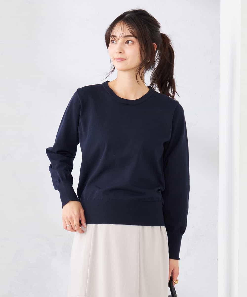 K2FED10049 a.v.v(アー・ヴェ・ヴェ) 【2WAY】レース衿付ニットプルオーバー ネイビー