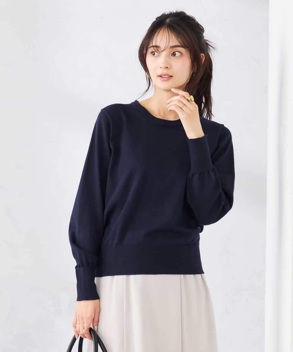 K2FED10049 a.v.v(アー・ヴェ・ヴェ) 【2WAY】レース衿付ニットプルオーバー ネイビー