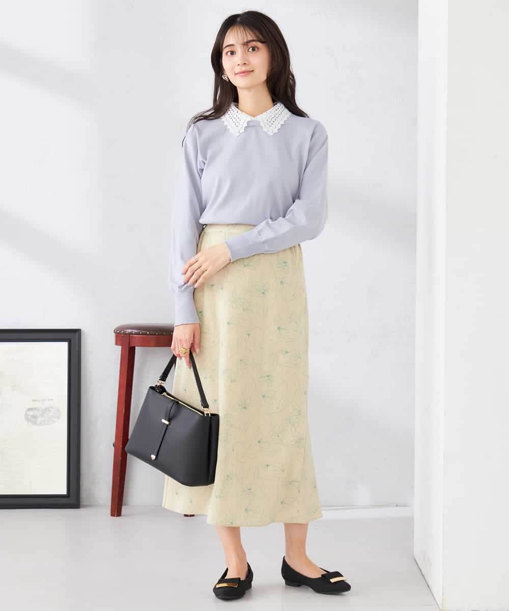 K2FED10049 a.v.v(アー・ヴェ・ヴェ) 【2WAY】レース衿付ニットプルオーバー ネイビー