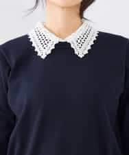 K2FED10049 a.v.v(アー・ヴェ・ヴェ) 【2WAY】レース衿付ニットプルオーバー ネイビー