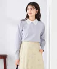 K2FED10049 a.v.v(アー・ヴェ・ヴェ) 【2WAY】レース衿付ニットプルオーバー ライトグレー