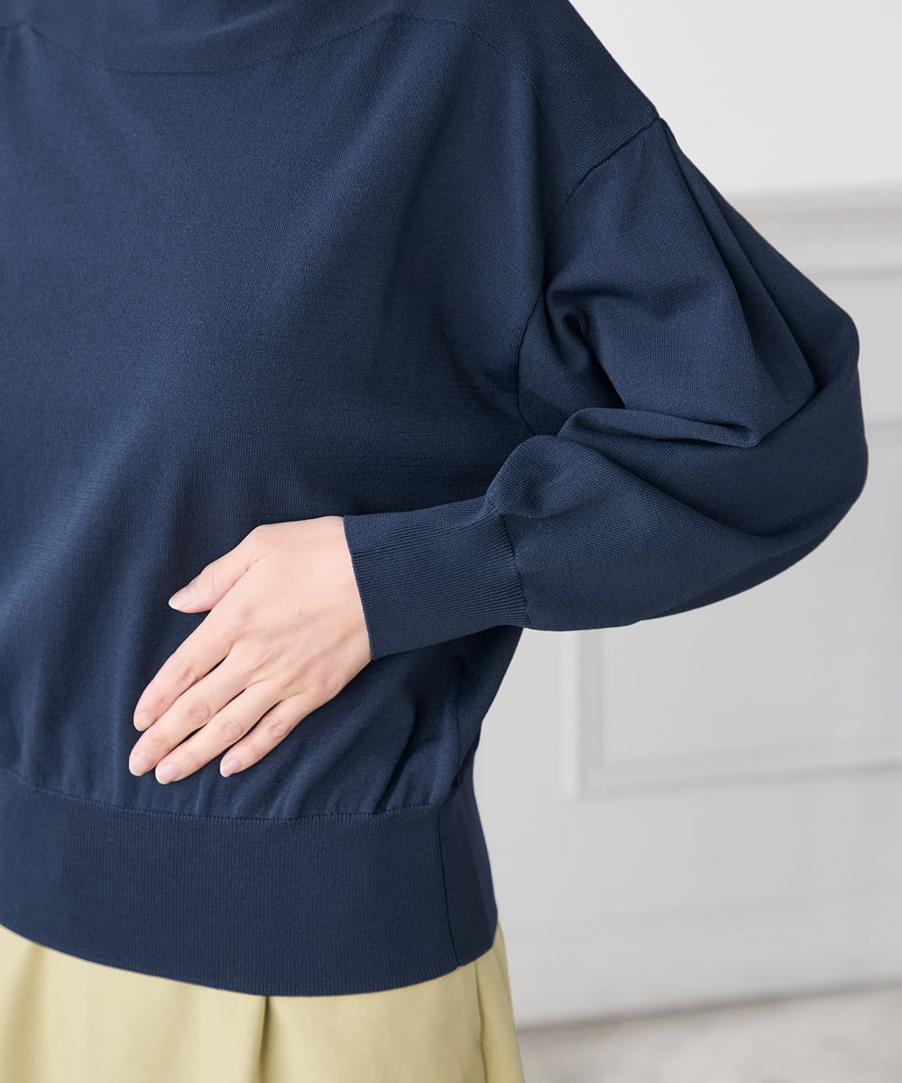 K2FED11044 a.v.v(アー・ヴェ・ヴェ) 【洗える/UVカット】ボートネック袖タックニット コーラルピンク