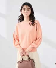 K2FED11044 a.v.v(アー・ヴェ・ヴェ) 【洗える/UVカット】ボートネック袖タックニット コーラルピンク