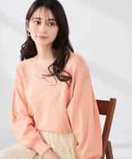 K2FED11044 a.v.v(アー・ヴェ・ヴェ) 【洗える/UVカット】ボートネック袖タックニット コーラルピンク