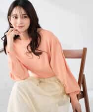 K2FED11044 a.v.v(アー・ヴェ・ヴェ) 【洗える/UVカット】ボートネック袖タックニット コーラルピンク